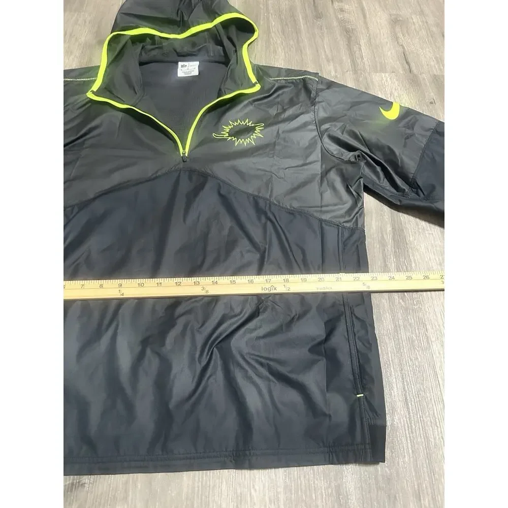 Nike NFL Miami Dolphins Hooded Half Zip Anorak Jacket Mens M Black Neon Windbrea